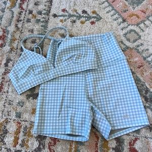 Alo Yoga Matching Blue Gingham Set Size XS